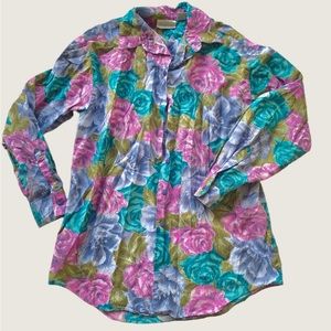 nordstrom vintage funky 80s/90s floral button down